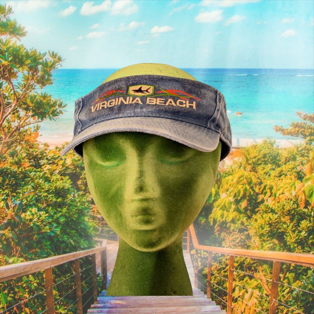 Virginia Beach Blue Jean Embroidered Adjustable Sun Visor Hat Shark CSI Golf